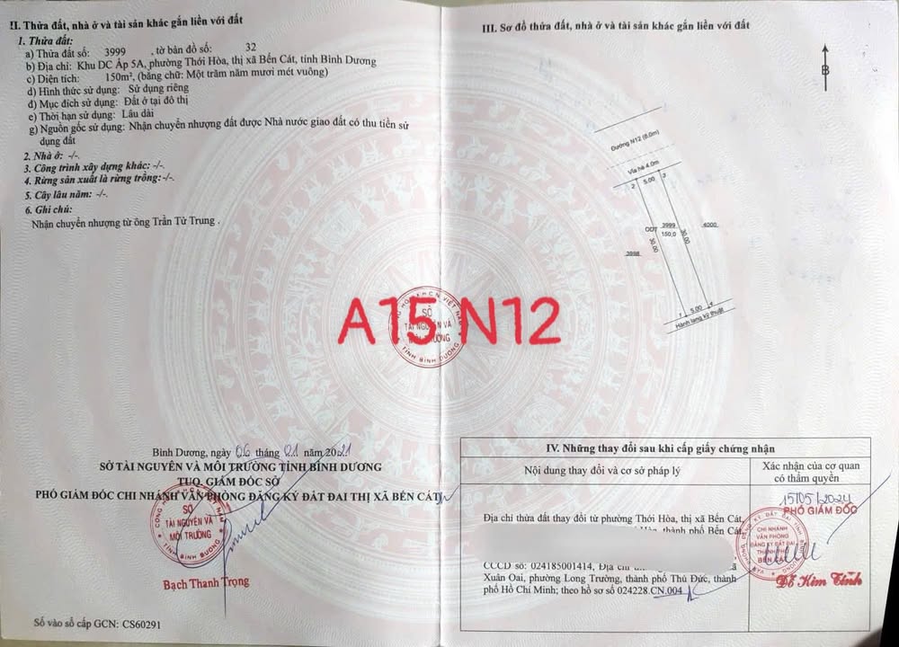Đất nền Thới Hòa Bến Cát 150m² giá 1.7 tỷ - Đầu tư sinh lời tuyệt vời!