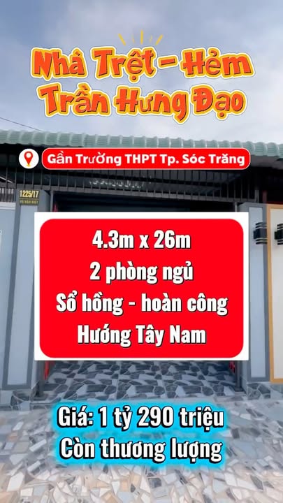 Nhà Trệt Trần Hưng Đạo, Sóc Trăng 112m² - Hẻm Ô Tô, Sổ Hồng Ngay!
