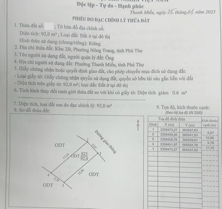 Đất Nền Vuông Vắn 92m² Phường Nông Trang, Việt Trì - Sổ Đỏ Full Thổ Cư