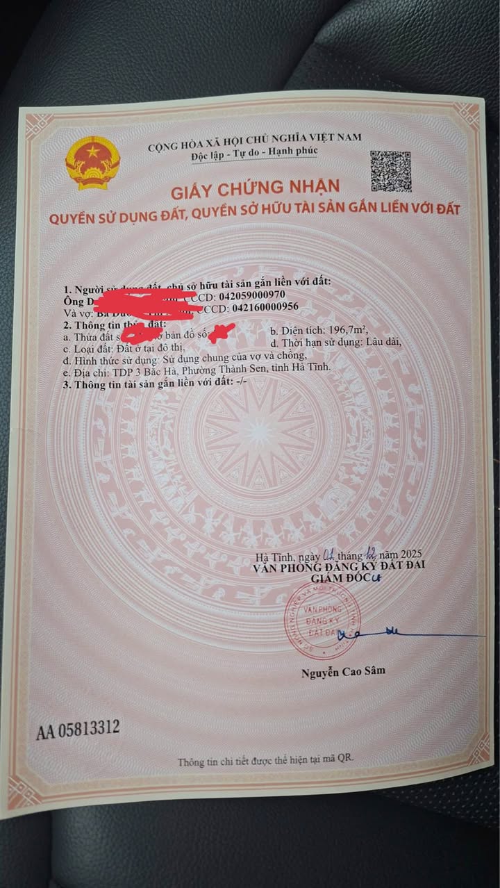 Đất Nền Phường Bắc Hà, Hà Tĩnh 196m² - Pháp lý rõ ràng