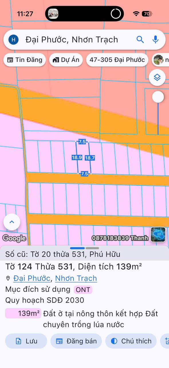 Đất nền Nhơn Trạch 139m² giá 3.197 tỷ - Sổ hồng chính chủ!
