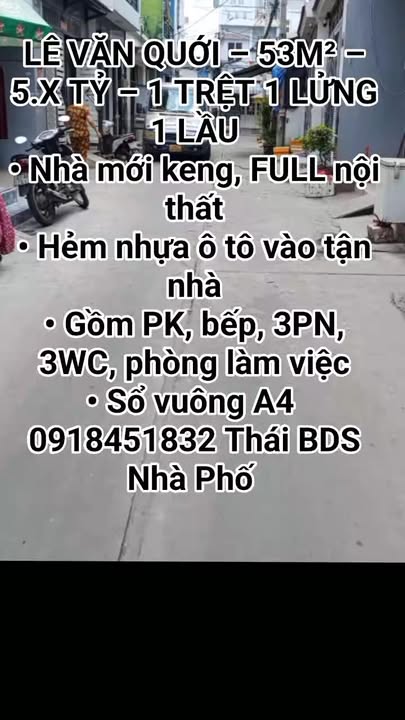 Nhà riêng Lê Văn Quới, Bình Tân 53m² - Full nội thất, vào ở ngay!