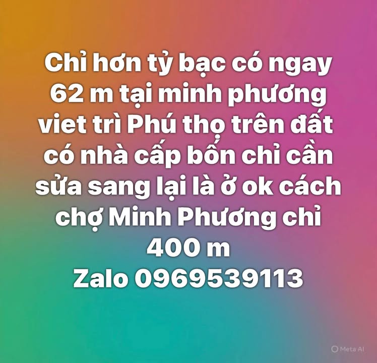 Bán nhà cấp 4 Minh Phương Việt Trì 62m² hơn 1 tỷ - Giá tốt hiếm có!