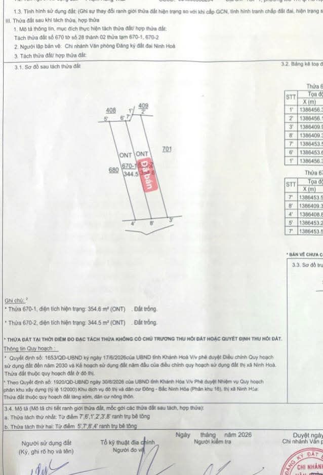 Đất nền Ninh Hòa 344m² giá 950 triệu - Đất thổ cư 100%