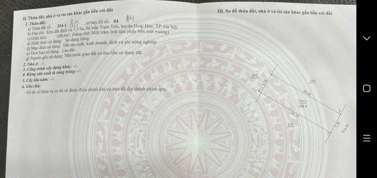 Đất nền Trạm Trôi - Hoài Đức 108m² Hướng Đông Nam - Sổ hồng chính chủ