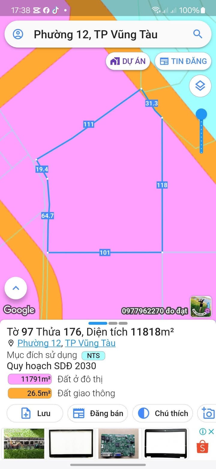 Đất Vũng Tàu 11818m² Phường 12 - Sổ Hồng Riêng, Giá Đầu Tư 2.2 Triệu/m²