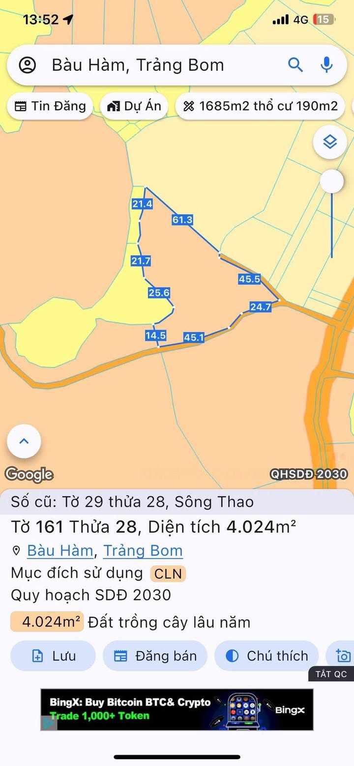Bán Đất Vườn 14400m² Sông Thao, Trảng Bom - Giá Đầu Tư 2.4 Tỷ