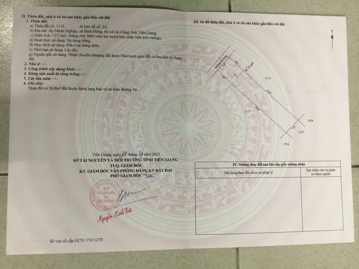 Đất nền Gò Công 126m² giá 280 triệu - Sổ đỏ chính chủ, full thổ cư!