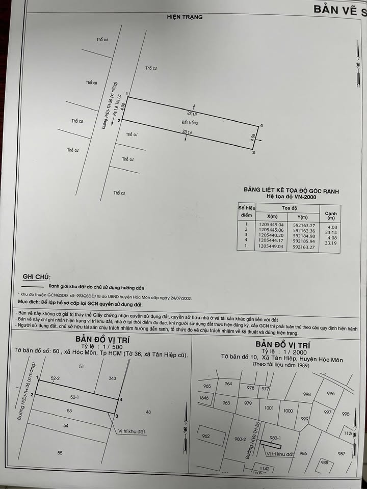 Đất nền Hóc Môn 96m² - Hẻm Lê Thị Lơ, Tân Hiệp - Giá 2.15 Tỷ
