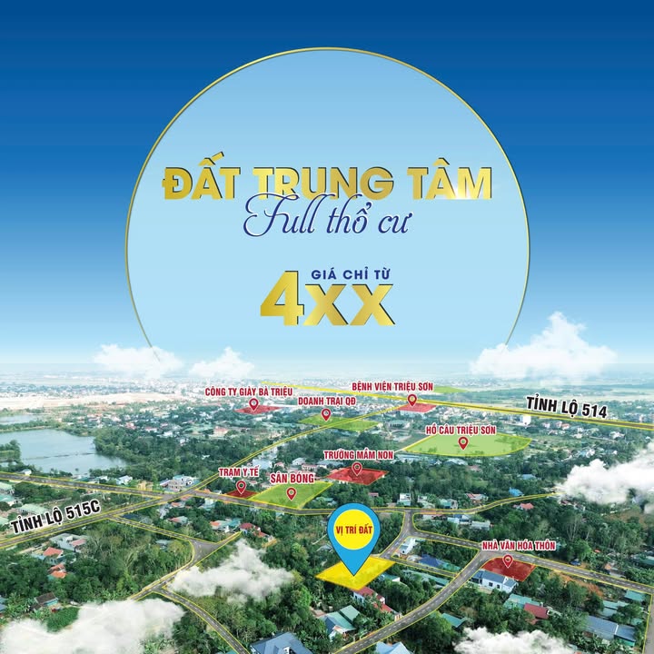 Đất thổ cư Minh Sơn, Triệu Sơn 100m² - Sổ đỏ trao tay, giá chỉ từ 4xx triệu