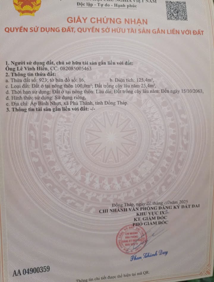 Đất nền Bến Cát 125m² giá 350 triệu - Đất thổ cư 100%