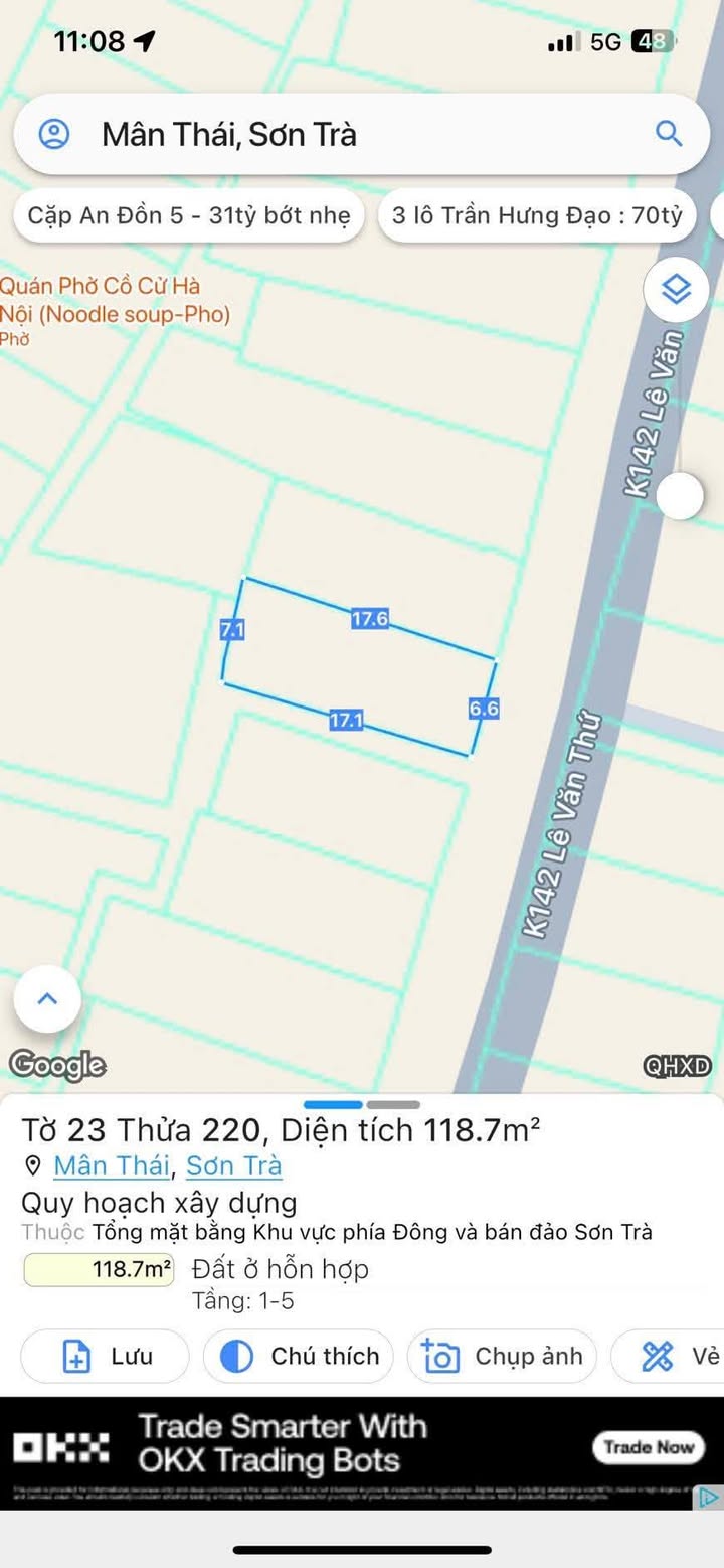 Bán đất 120m² mặt tiền 6.5m nở hậu 7m, kiệt ô tô 7m Hồ Thấu, Đà Nẵng