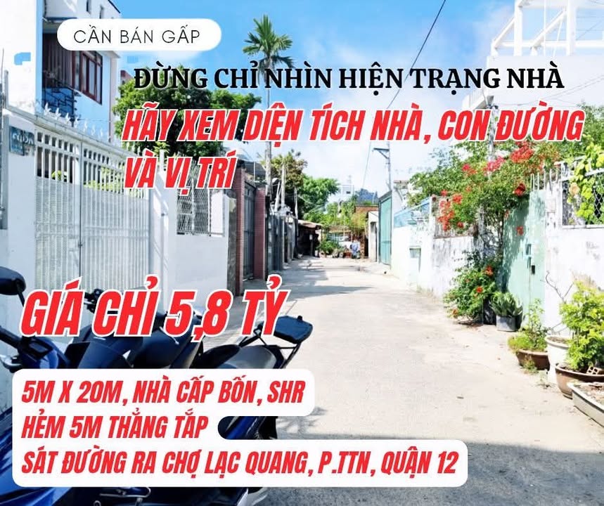 Nhà riêng Quận 12 80m² giá 5.8 tỷ - Sổ hồng sẵn, ô tô vào tận nhà!