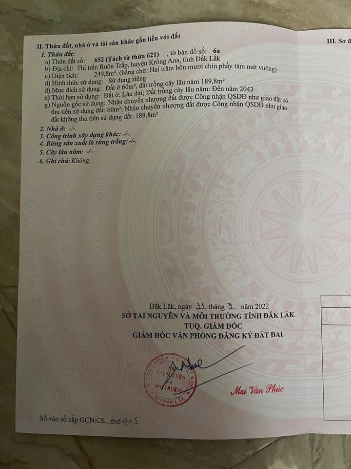 Đất nền Quảng Điền Krông Ana 250m² - Sổ đỏ chính chủ