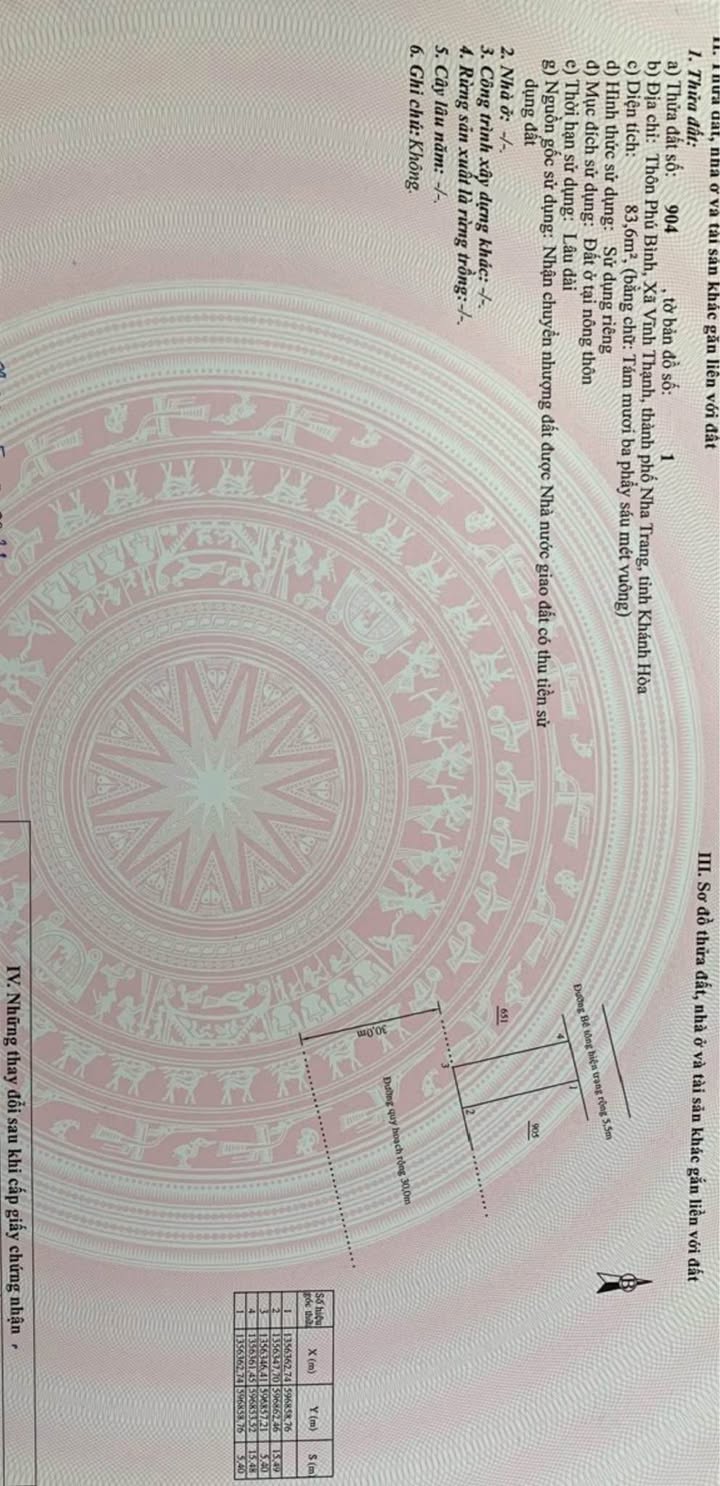 Đất nền Vĩnh Thạnh Nha Trang 83.6m² – Sổ đỏ chính chủ, ô tô vào tận nơi!