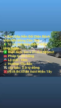 Bán Nền Mặt Tiền Đường Lớn 105m² Đối Diện BV Nhi Đồng Cần Thơ - Sổ Hồng Sẵn Sàng