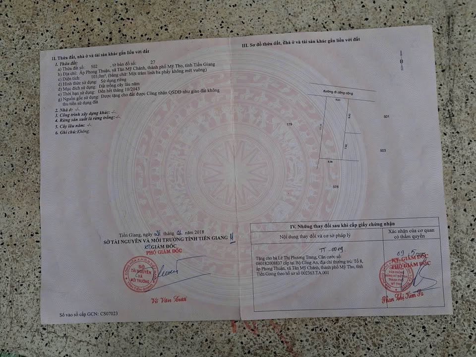 Đất nền Tân Mỹ Chánh, Mỹ Tho 102m² - Đất thổ cư 100%!