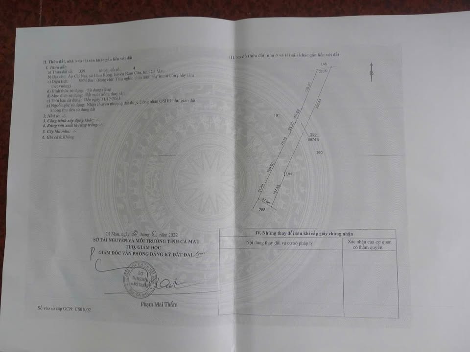 Bán Gấp Đất Farm 10.500m² Sổ Hồng Tại Năm Căn, Cà Mau - Giá Đầu Tư 808 Triệu