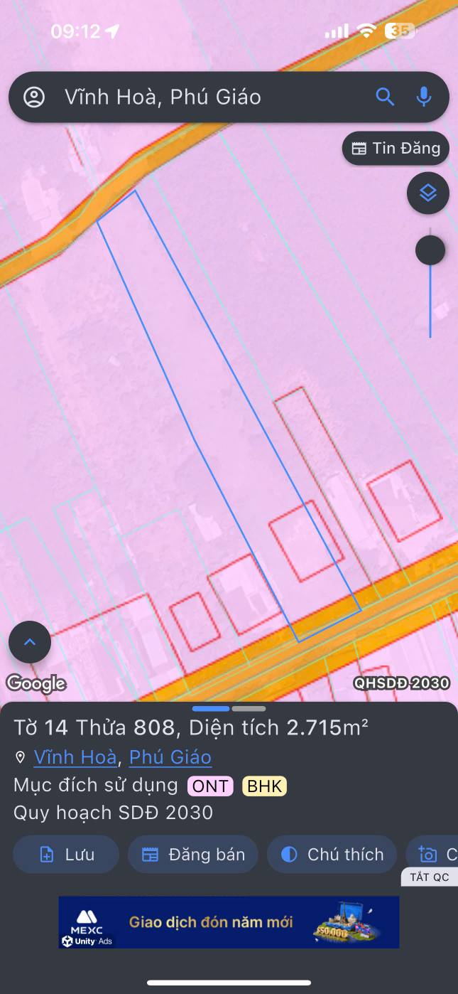 Đất Vĩnh Hoà Phú Giáo Bình Dương 1500m² - Hai Mặt Tiền, Thổ Cư Sẵn Sàng Đầu Tư