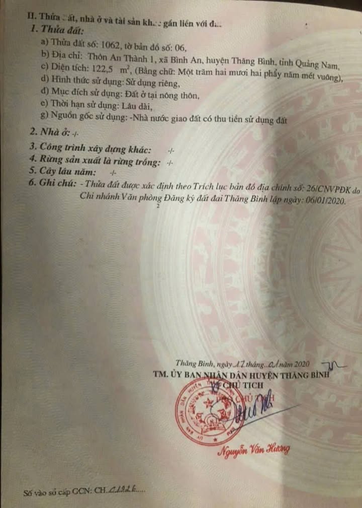 Đất nền QL1A Thăng Bình 122.5m² - Sổ đỏ chính chủ, đường lớn ô tô!