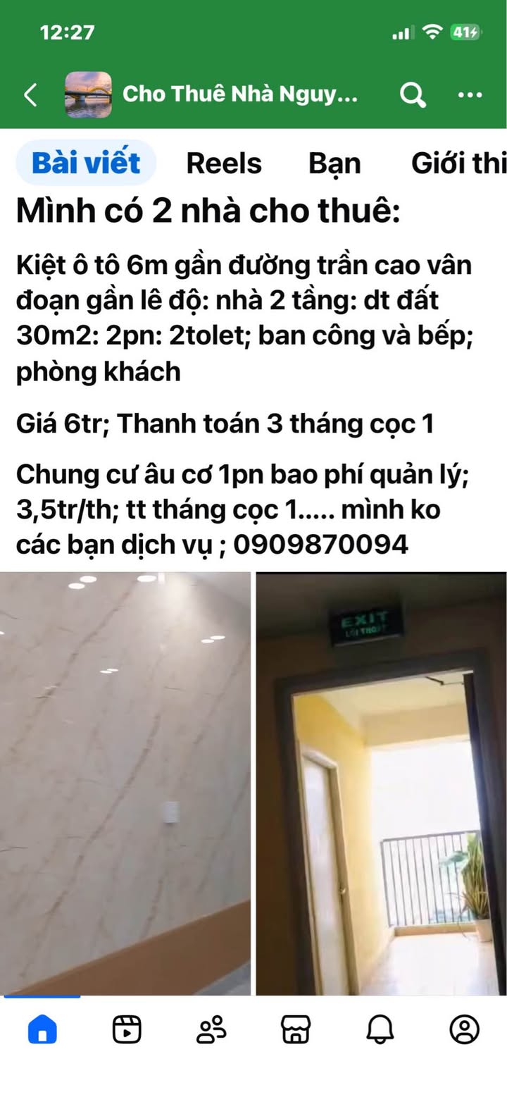 Cho thuê nhà kiệt ô tô Trần Cao Vân, Đà Nẵng - 30m², 2PN, 6 triệu/tháng
