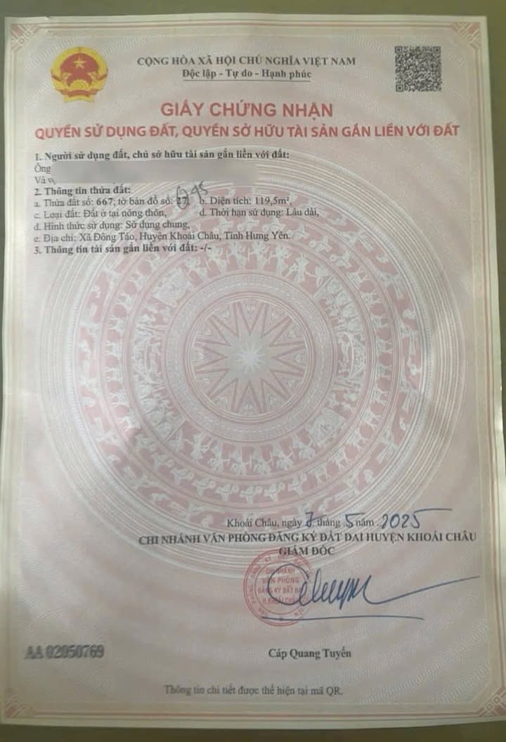 Đất nền Đông Tảo, Khoái Châu 119.5m² - Tiềm năng tăng giá vượt trội!