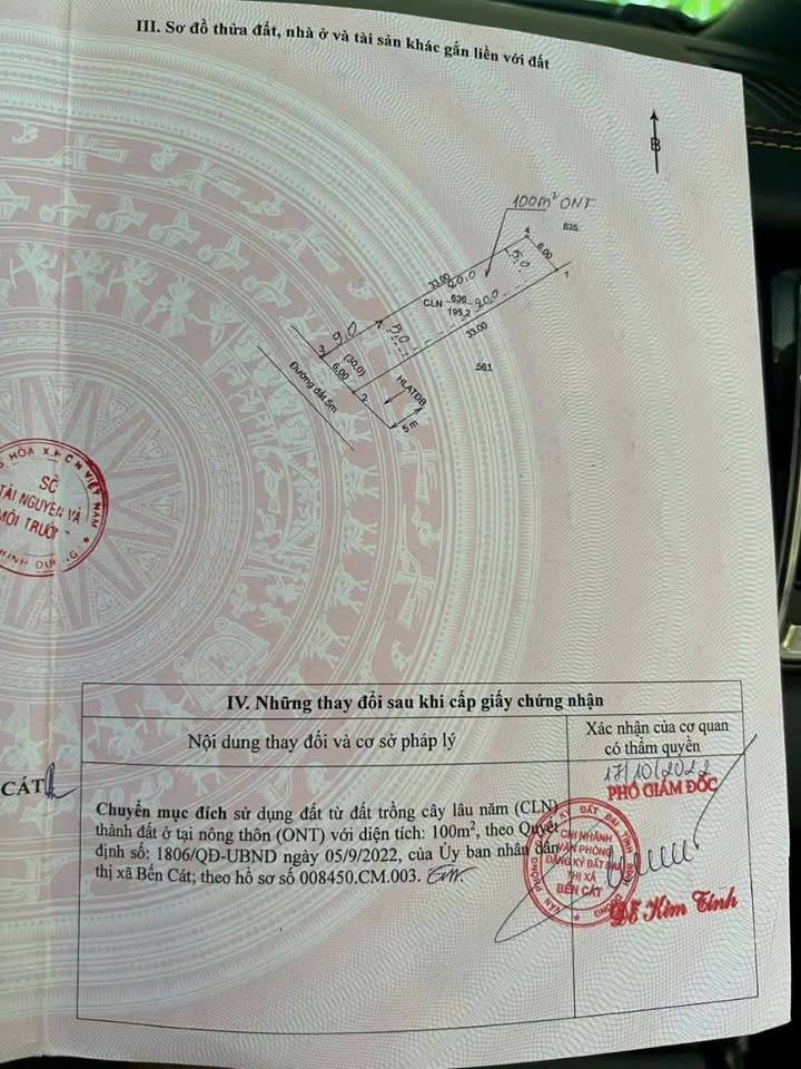 Đất nền An Điền, Bến Cát 198m² giá 1.3 tỷ - Đất thổ cư 100%