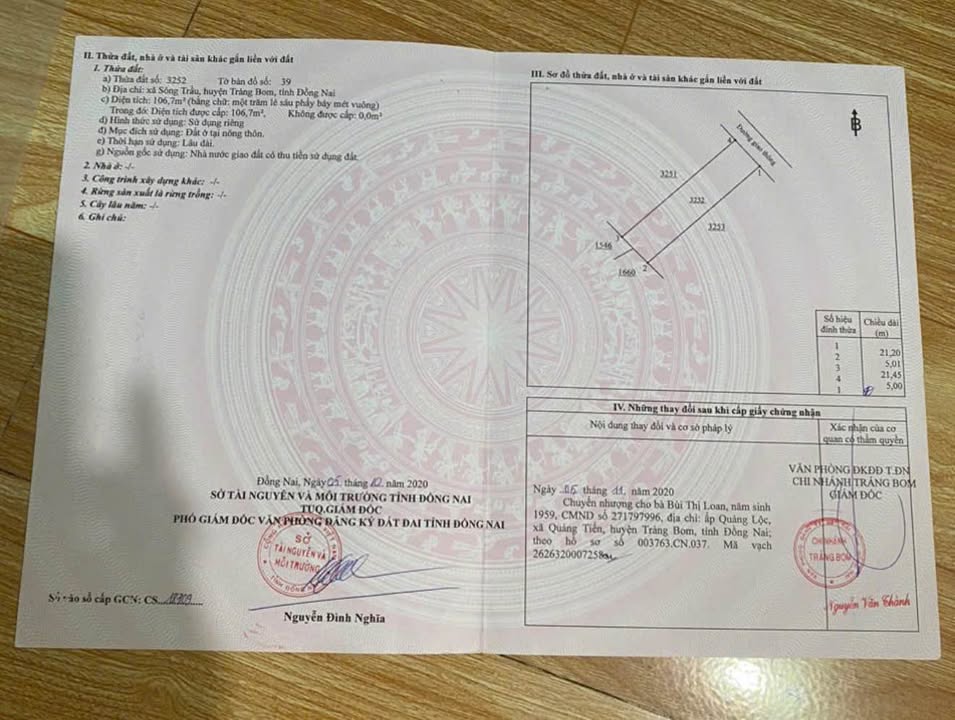 Đất nền Sông Trầu Trảng Bom 105m² - Sổ đỏ chính chủ, đường ô tô!