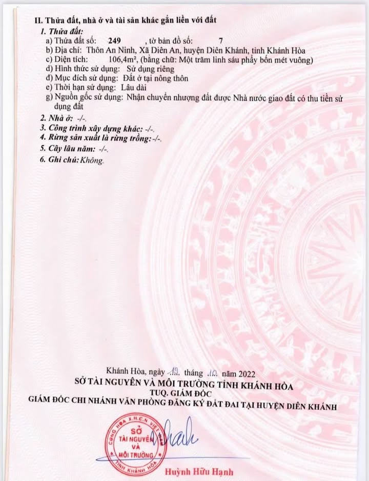 Đất nền Diên An, Diên Khánh 106.4m² - Sổ đỏ chính chủ