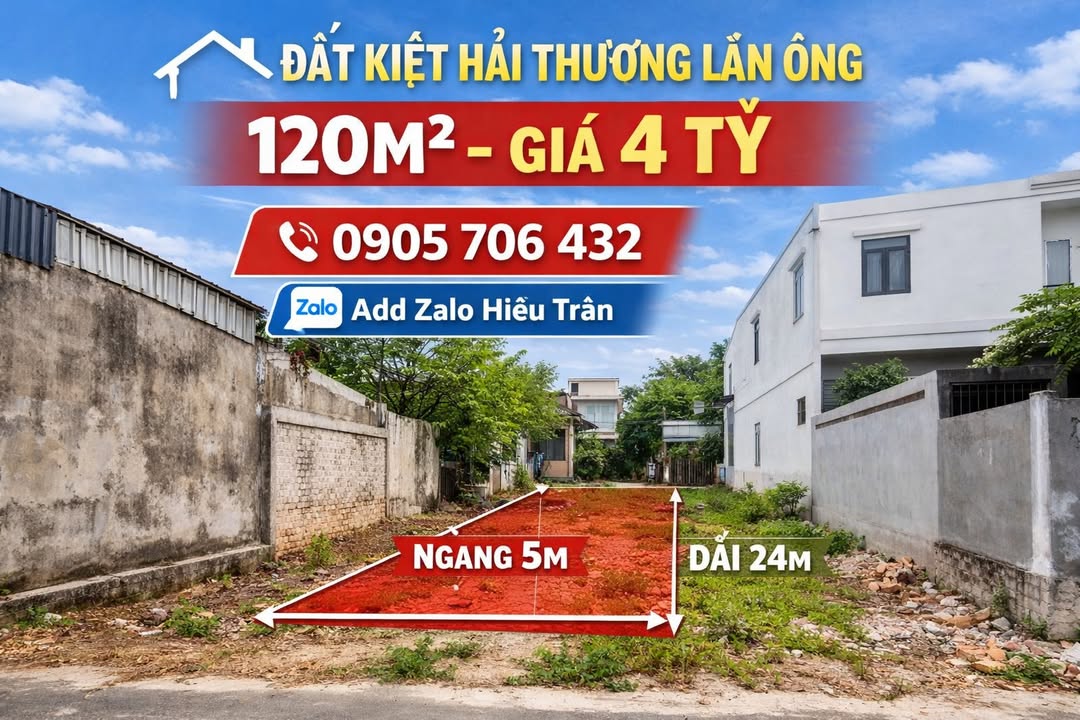 Đất nền Kiệt Hải Thượng Lãn Ông, Hội An 120m² - Sổ đỏ chính chủ!