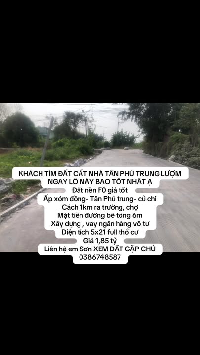 Đất nền Củ Chi 105m² Sổ Đỏ Full Thổ Cư - Giá Tốt 1.85 Tỷ