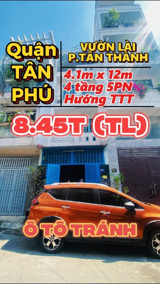 Nhà riêng Tân Phú 49m² chỉ 8.45 tỷ - Hẻm ô tô vào tận nhà!