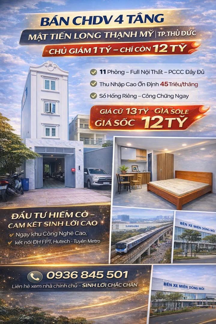 CHDV Hàng Tre Thủ Đức 126m² 11PN - Khai thác ngay, dòng tiền ổn định!