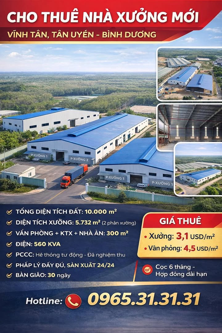 Nhà Xưởng 5732m² Vĩnh Tân, Tân Uyên - Sẵn Sàng Sản Xuất 24/24