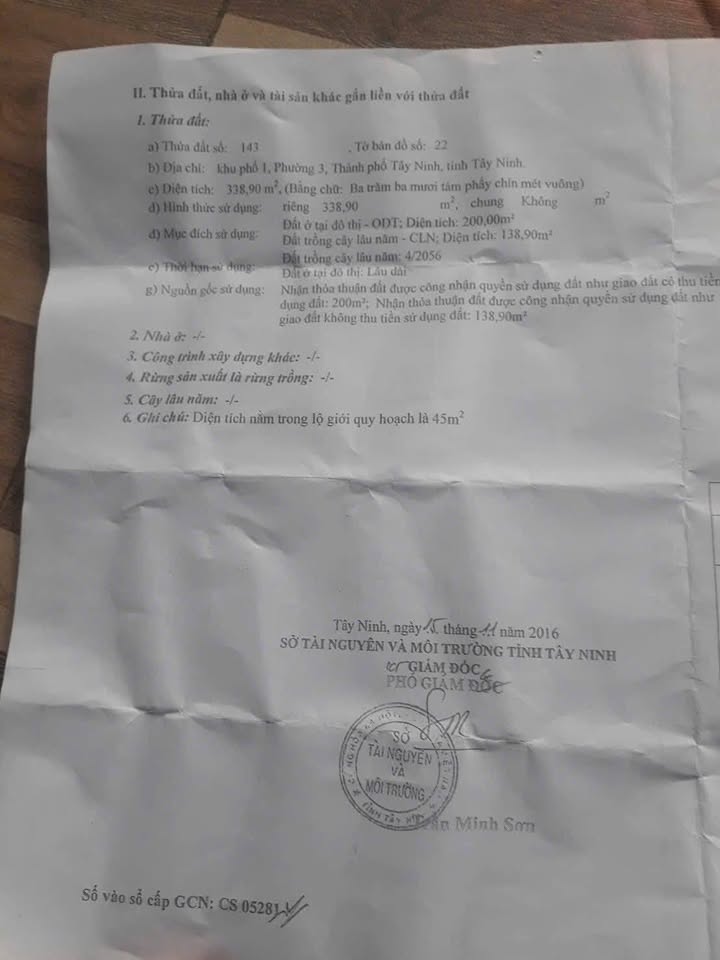 Đất nền Phường 3, TP Tây Ninh 336m² - Sổ đỏ chính chủ, 2 mặt tiền!