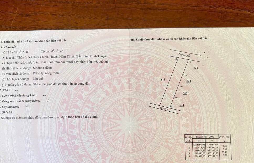 Bán Đất Thổ Cư 127m² Giá 490 Triệu Tại Hàm Liêm, Hàm Thuận Bắc