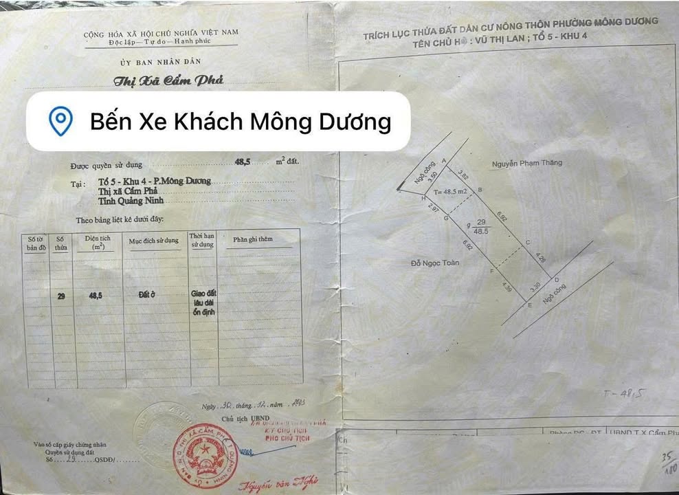 Nhà riêng Mông Dương, Cẩm Phả 48.5m² giá 2xx triệu - Chính chủ bán!