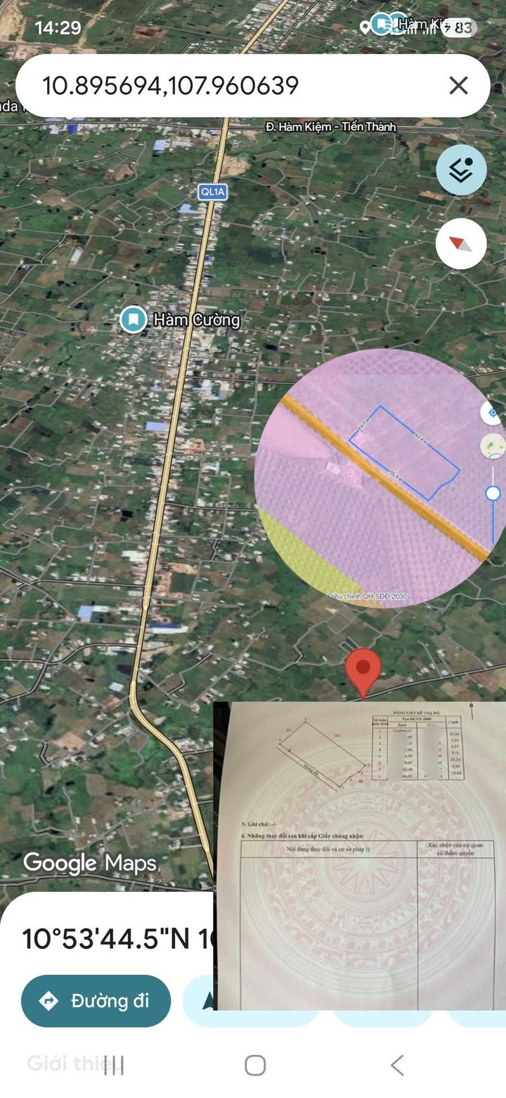 Đất nền Hàm Cường Bình Thuận 880m² giá 720 triệu - Sổ đỏ chính chủ!