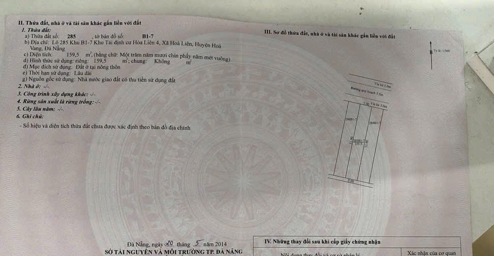 Bán Đất Hòa Liên 160m² - Hướng Đông Bắc, Sổ Đỏ Rõ Ràng