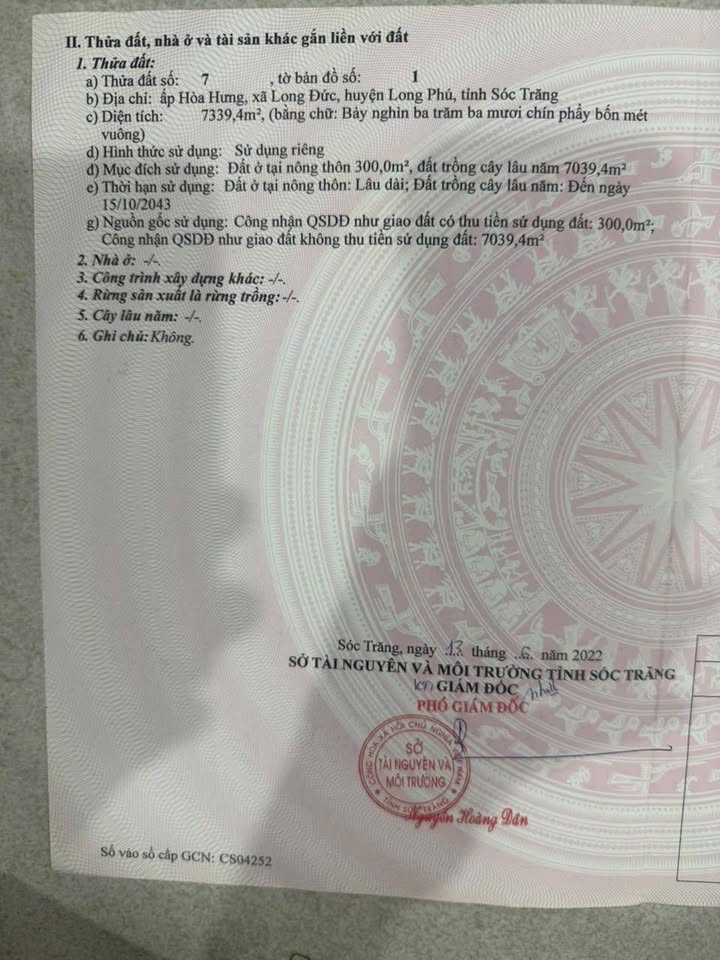 Bán đất vườn Long Phú Sóc Trăng 7.339m² - Đầu tư dài hạn giá tốt