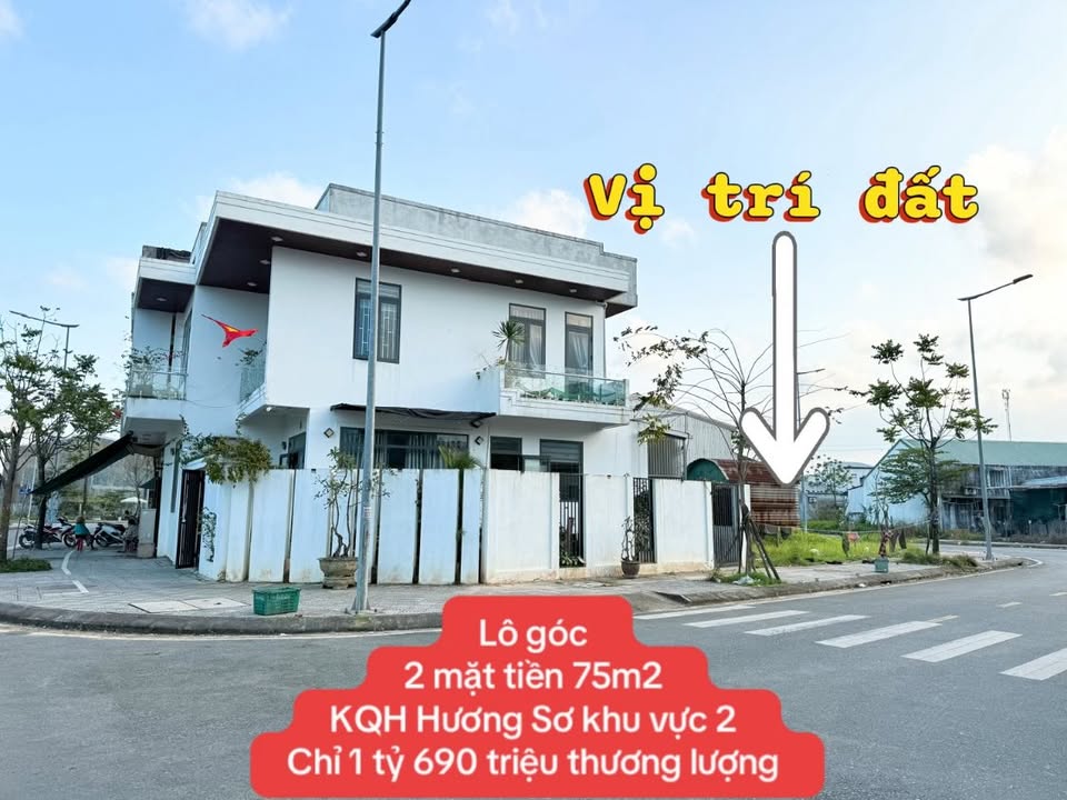 Đất Lô Góc Hương Sơ Huế 75m² - Sổ Hồng Sẵn Sàng - Chỉ 1.69 Tỷ