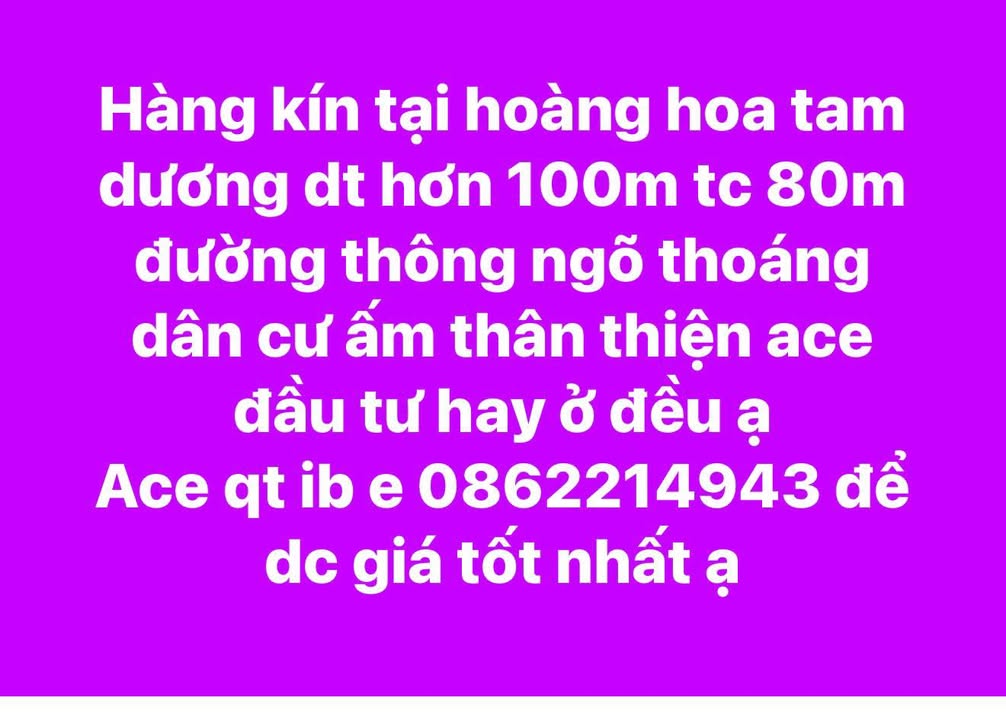 Đất Nền Hoàng Hoa Tam Dương 100m² - Sẵn Sàng Xây Dựng, Giá Tốt Đầu Tư