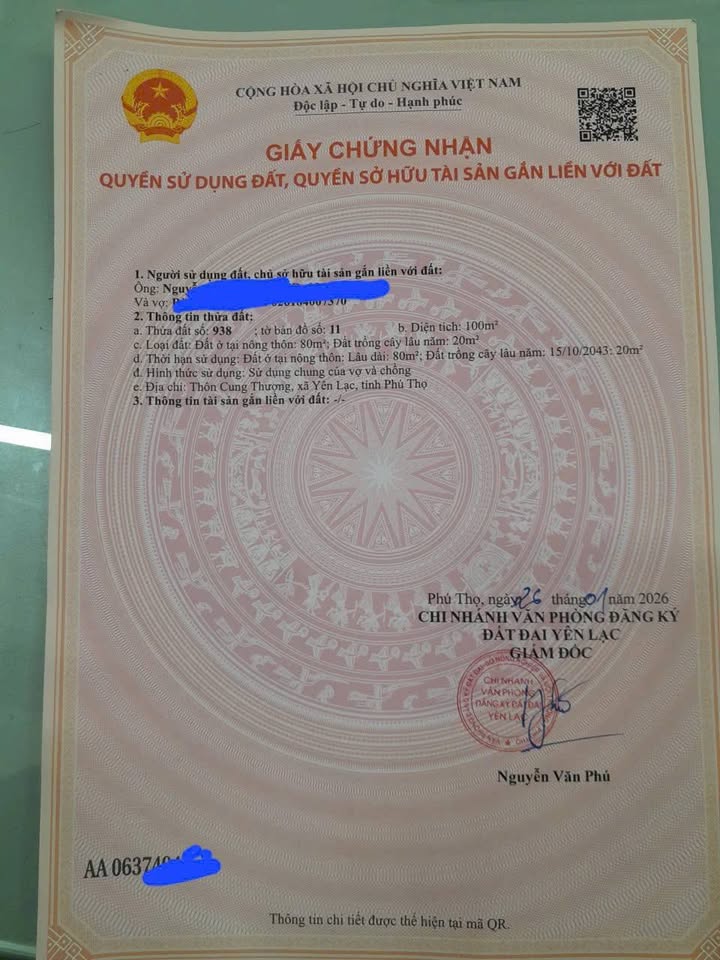 Đất nền Bình Định, Yên Lạc 100m² - Sổ hồng chính chủ, đường ô tô tránh