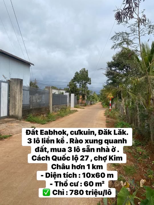 Bán Đất Eabhok, Cưkuin 600m² - 3 Lô Liền Kề, Sẵn Nhà Ở