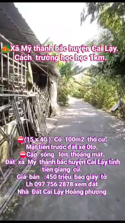 Đất nền Cai Lậy 100m² thổ cư - Sổ đỏ chính chủ, giá chỉ 450 triệu!