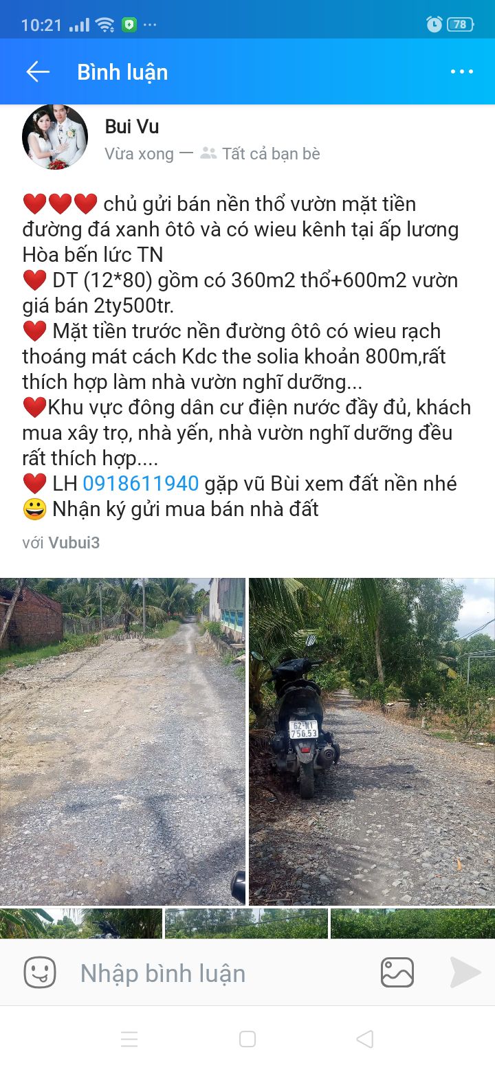 Bán Nền Vườn Mặt Tiền 360m² Bến Lức, Long An - Giá 2.5 Tỷ