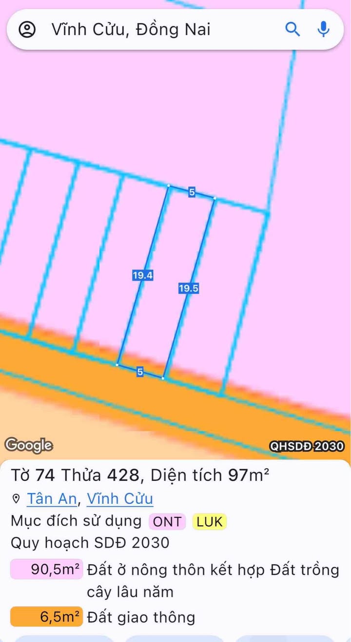 Đất nền Vĩnh Cửu 95m² giá chỉ 5xx triệu - Sổ hồng sẵn, 17 lô đẹp