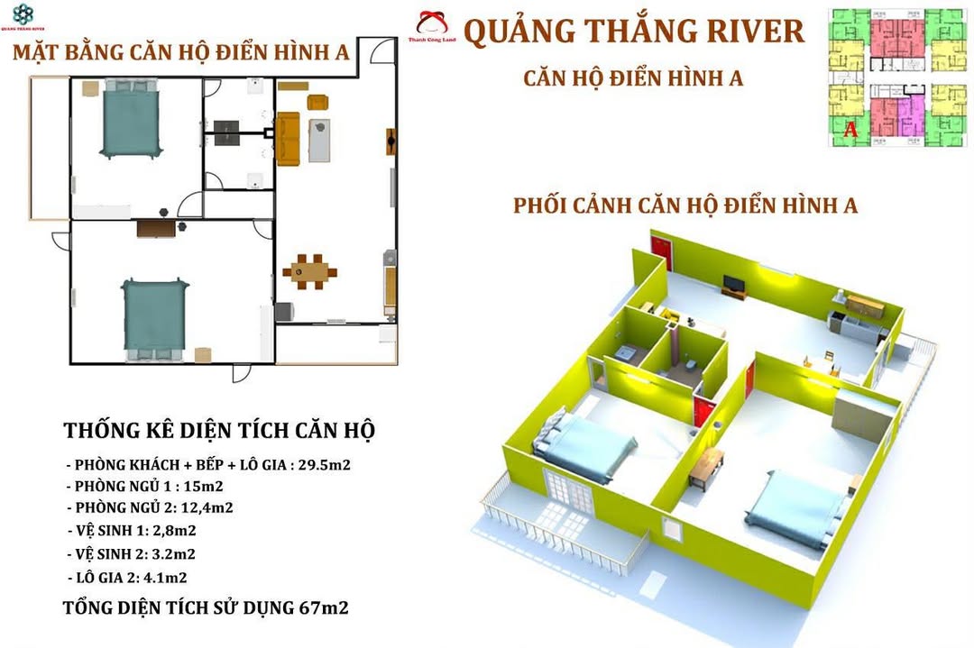 Chung cư Quảng Thắng 67m² (2PN) - Tầng trung, Sắp bàn giao, Giá tốt!