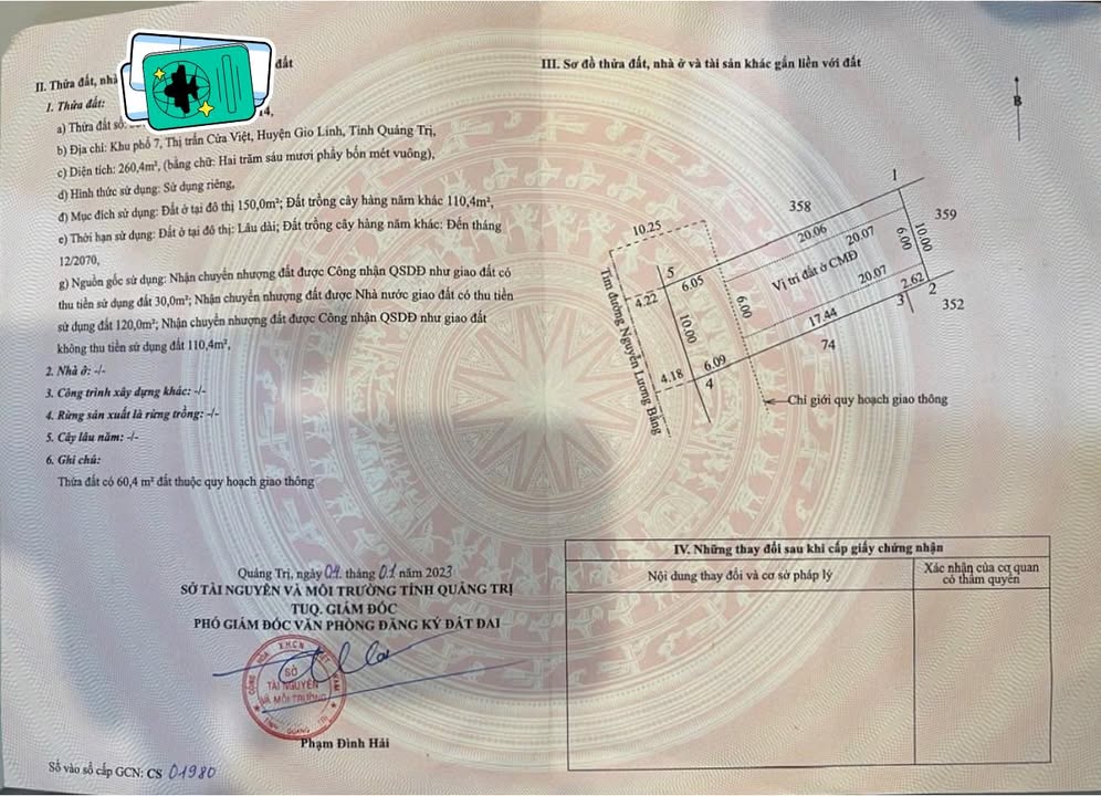 Lô đất 250m² Cửa Việt, Gio Linh 1.4 tỷ - Sổ đỏ chính chủ