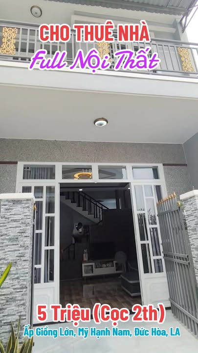 Nhà riêng Đức Hòa Long An 50m² giá 5 triệu - Full nội thất, sẵn sàng ở ngay!
